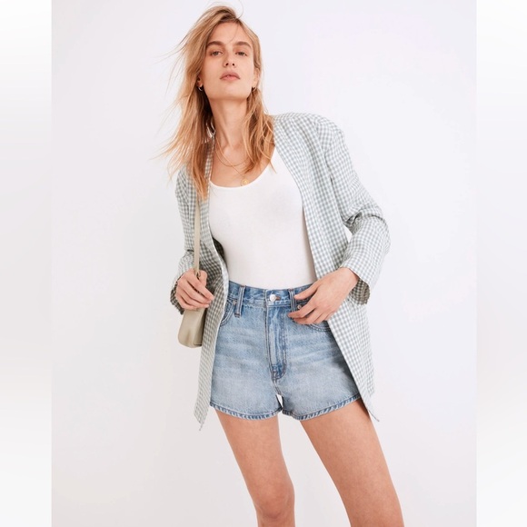 Madewell Linen Collarless Blazer in Gingham Check - Picture 3 of 15